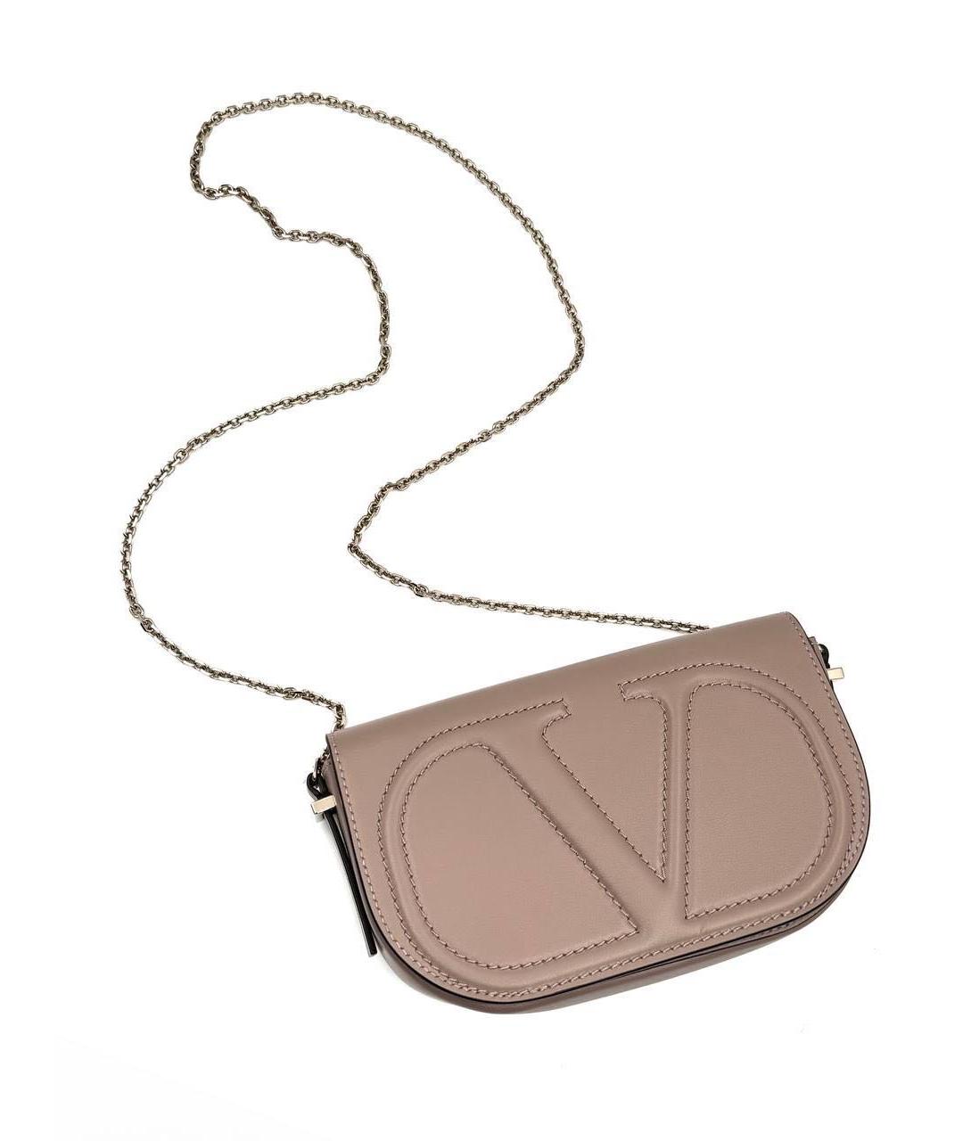 VALENTINO Бежевая кожаная сумка через плечо, фото 3