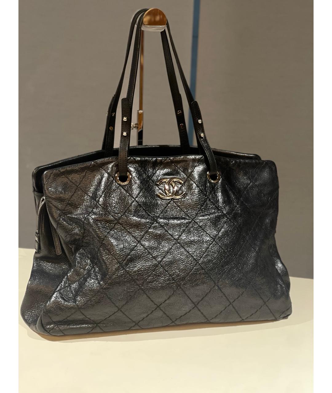 CHANEL Черная кожаная сумка тоут, фото 2