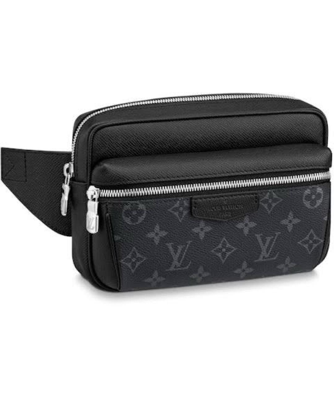 LOUIS VUITTON Черная кожаная барсетка, фото 9