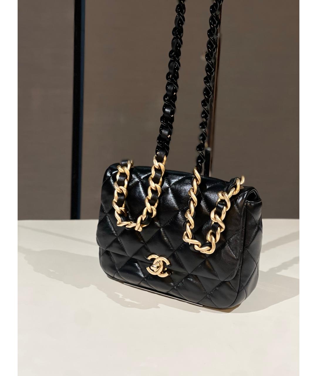 CHANEL Черная кожаная сумка через плечо, фото 7