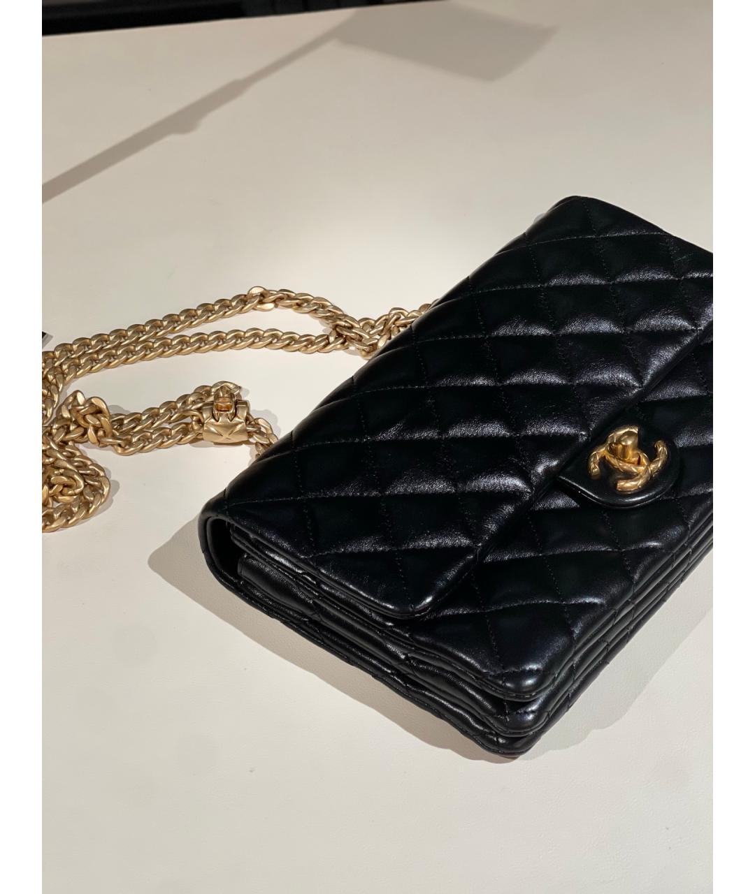 CHANEL Черная кожаная сумка через плечо, фото 6