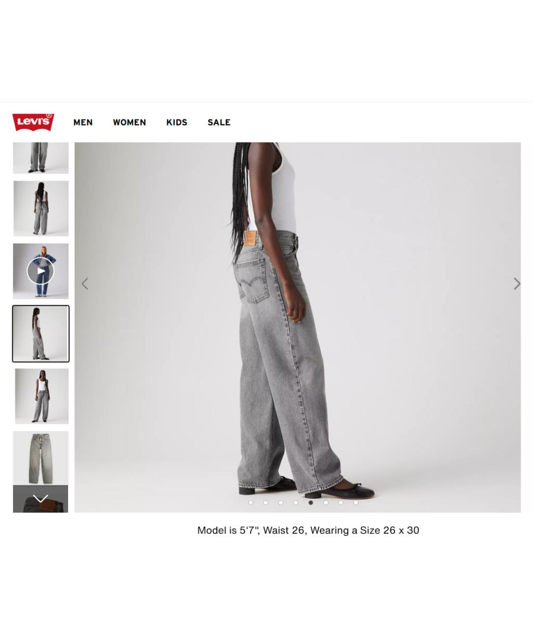 LEVI'S Серые хлопковые прямые джинсы, фото 2