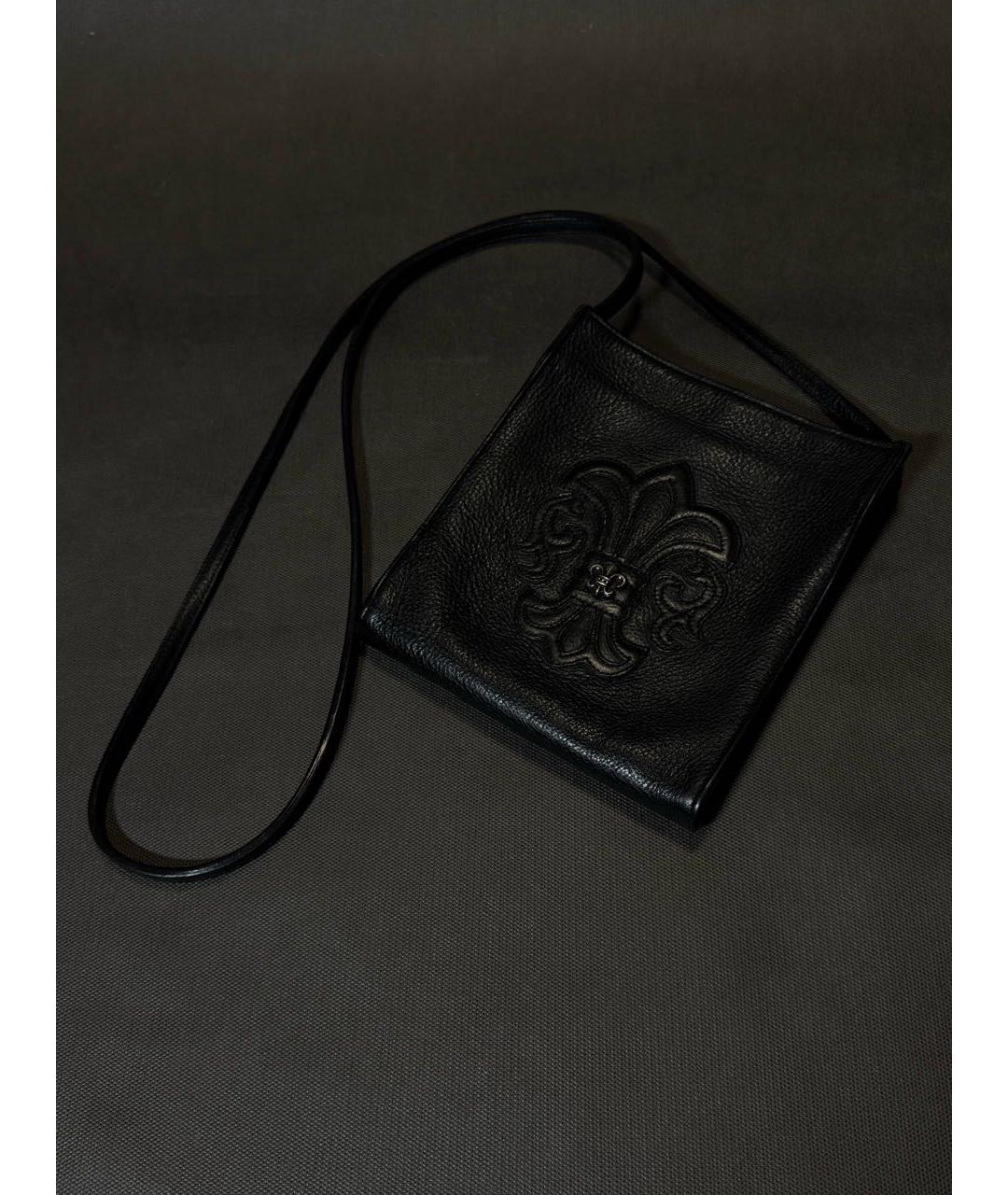 CHROME HEARTS Черная кожаная сумка на плечо, фото 2
