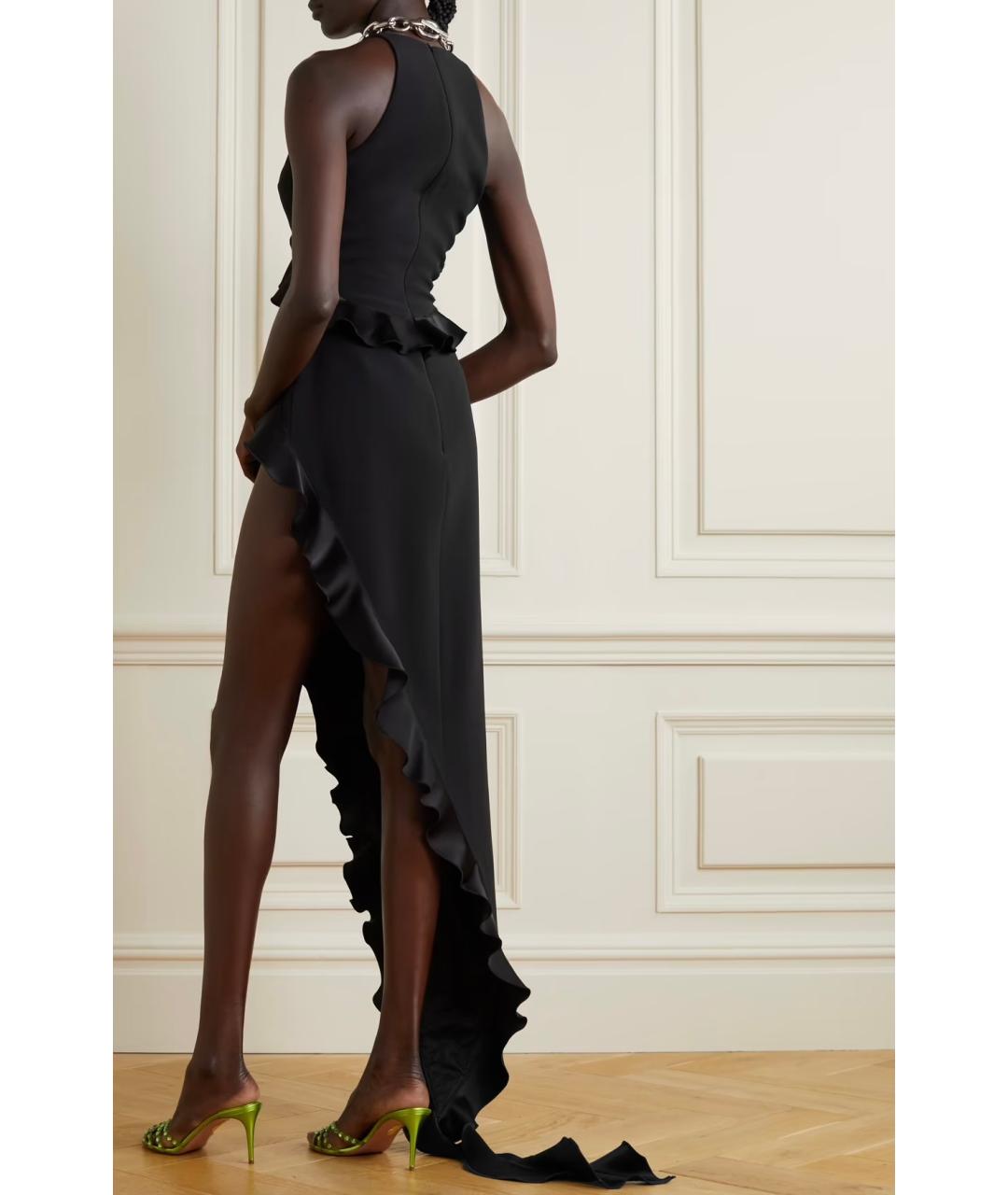 DAVID KOMA Черное вискозное вечернее платье, фото 3