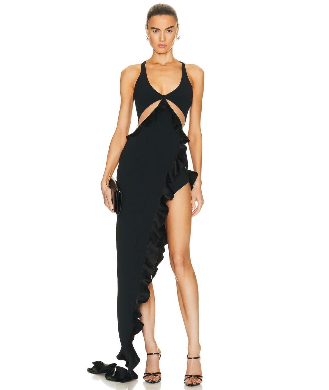 DAVID KOMA Черное вискозное вечернее платье, фото 5