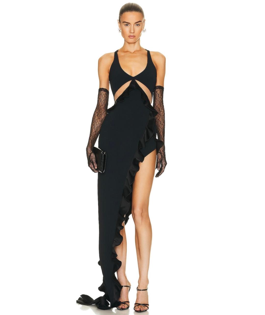 DAVID KOMA Черное вискозное вечернее платье, фото 4