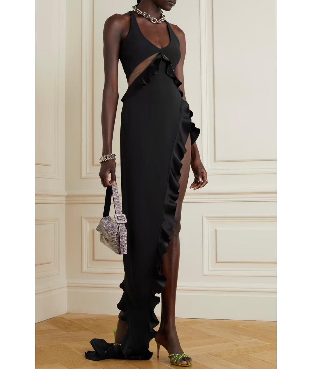 DAVID KOMA Черное вискозное вечернее платье, фото 2