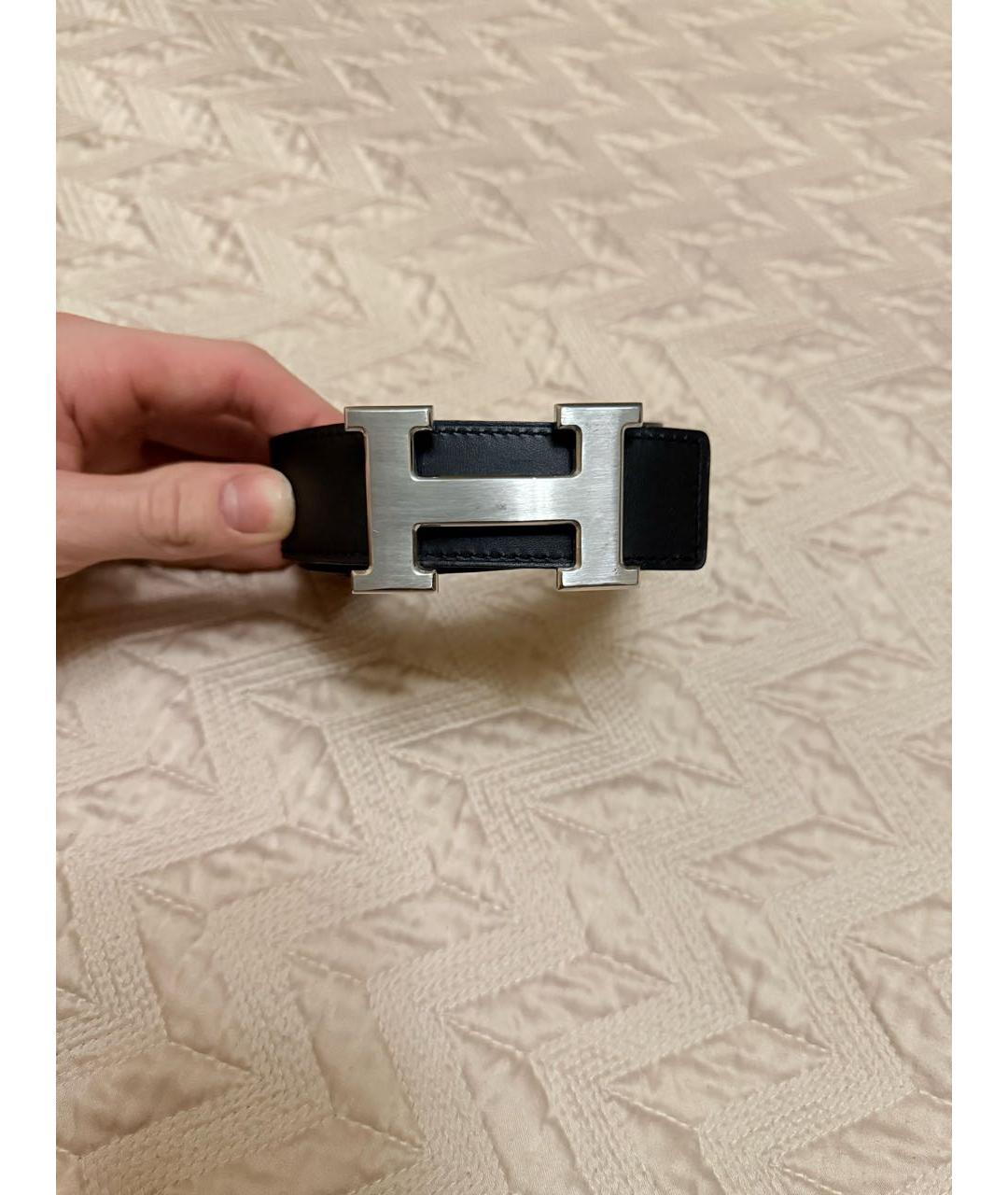 HERMES Черный кожаный ремень, фото 2