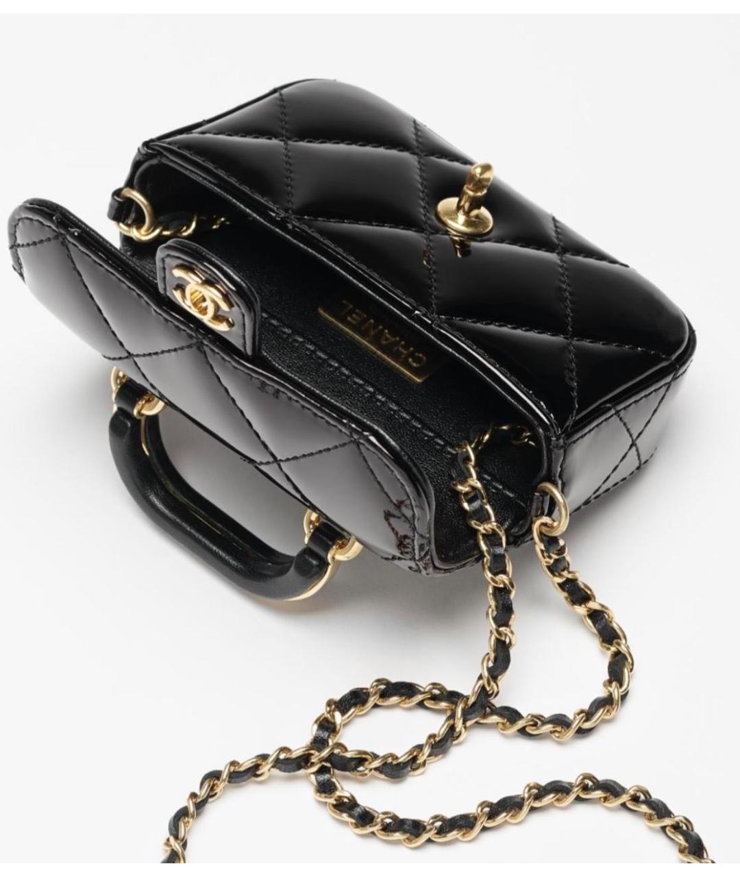 CHANEL Черная сумка через плечо из лакированной кожи, фото 3
