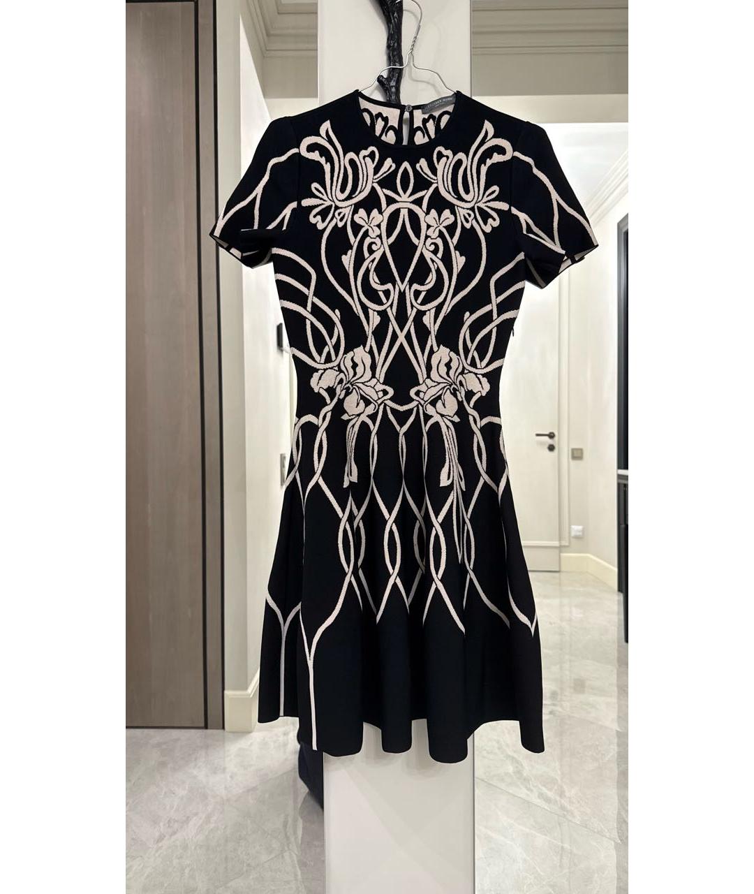 ALEXANDER MCQUEEN Черное хлопковое коктейльное платье, фото 5