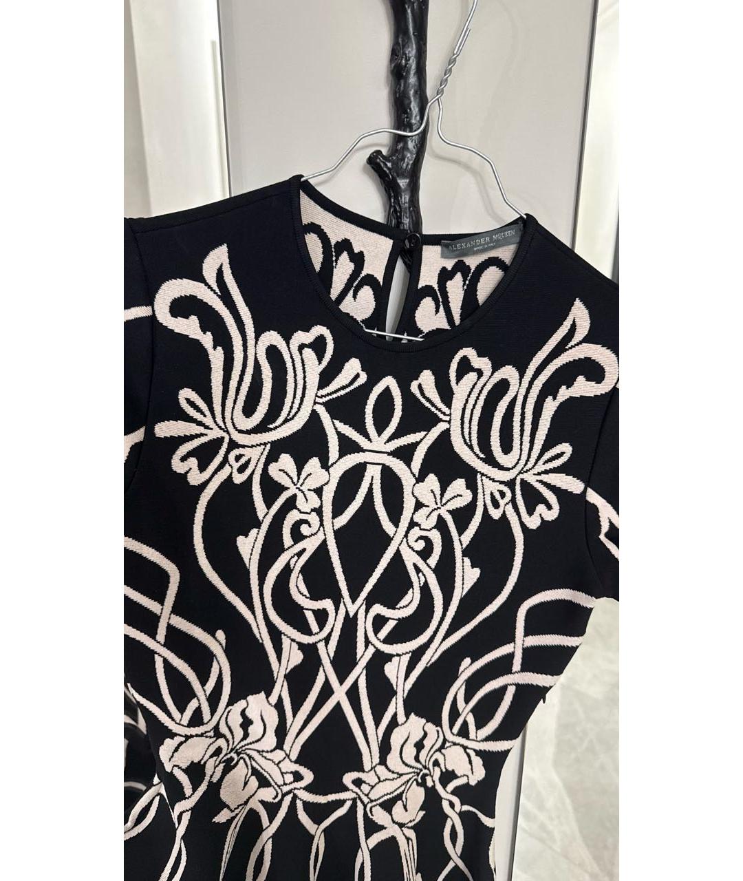 ALEXANDER MCQUEEN Черное хлопковое коктейльное платье, фото 3