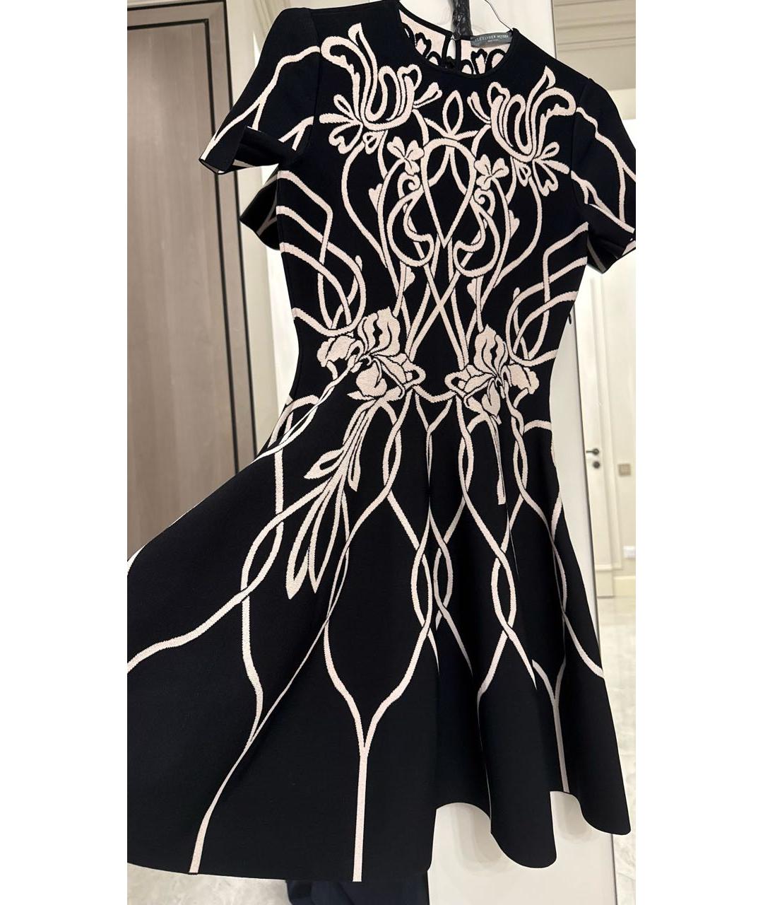 ALEXANDER MCQUEEN Черное хлопковое коктейльное платье, фото 4