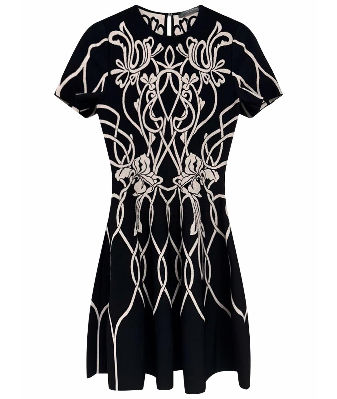 ALEXANDER MCQUEEN Черное хлопковое коктейльное платье, фото 1