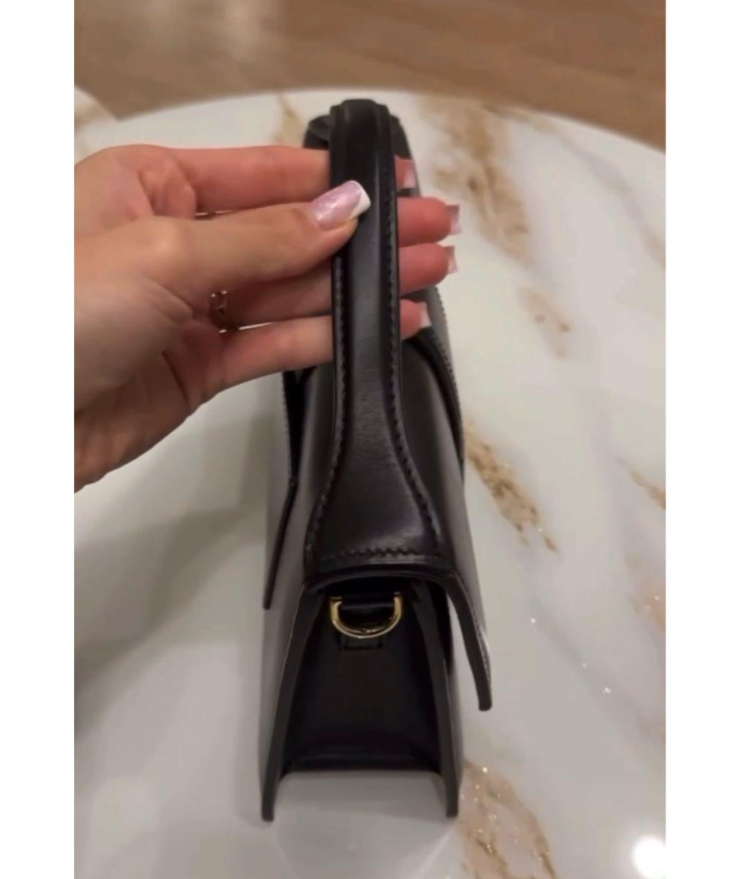 JACQUEMUS Черная кожаная сумка через плечо, фото 5