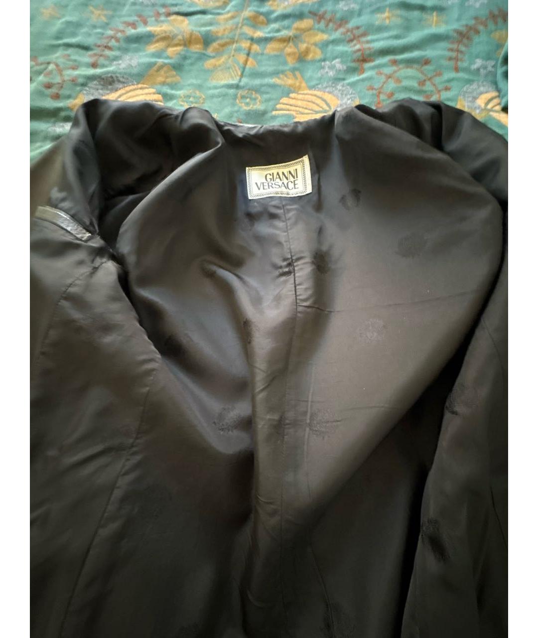 VERSACE Черный кожаный пиджак, фото 3