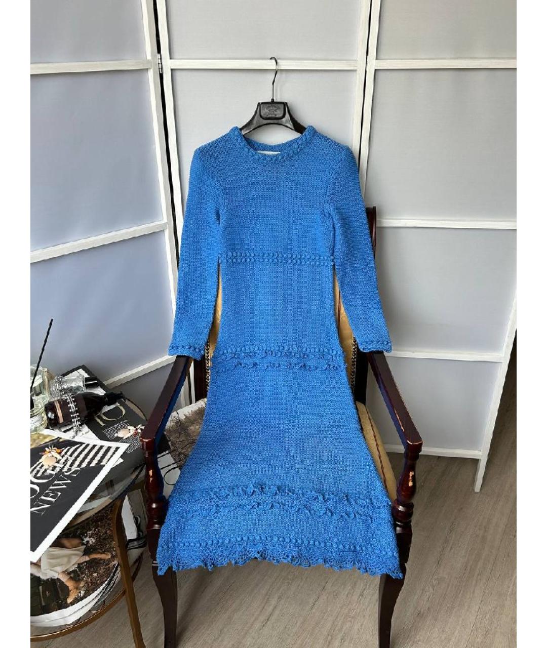 ULYANA SERGEENKO Голубое хлопковое повседневное платье, фото 9