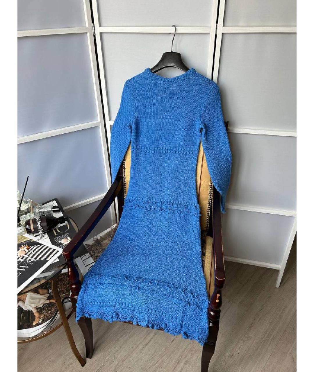 ULYANA SERGEENKO Голубое хлопковое повседневное платье, фото 2