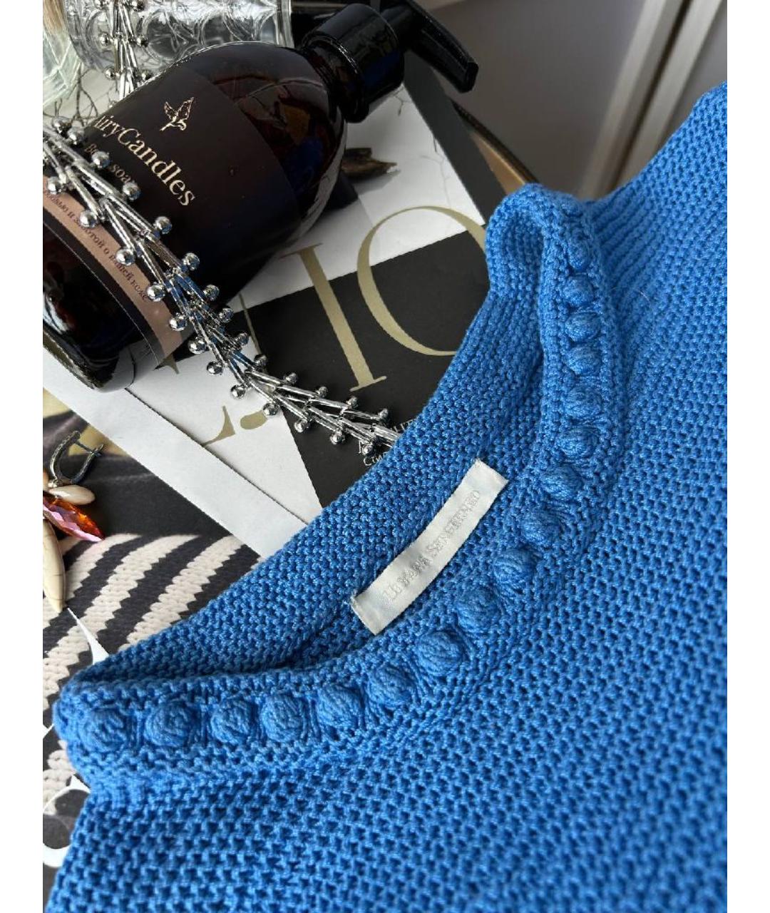 ULYANA SERGEENKO Голубое хлопковое повседневное платье, фото 3