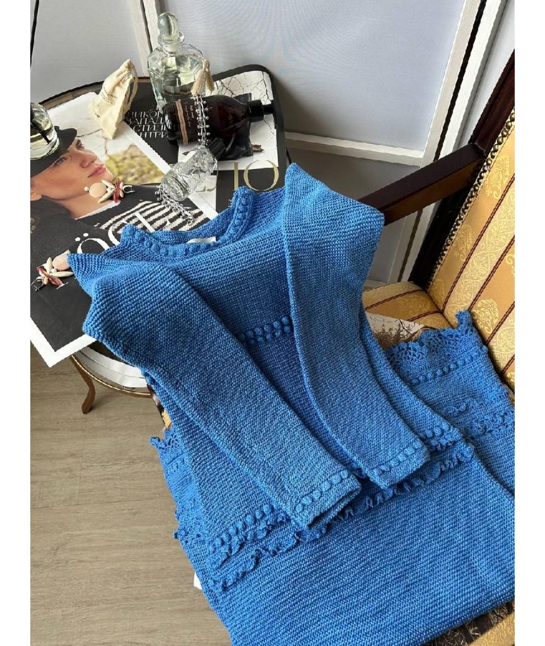 ULYANA SERGEENKO Голубое хлопковое повседневное платье, фото 4