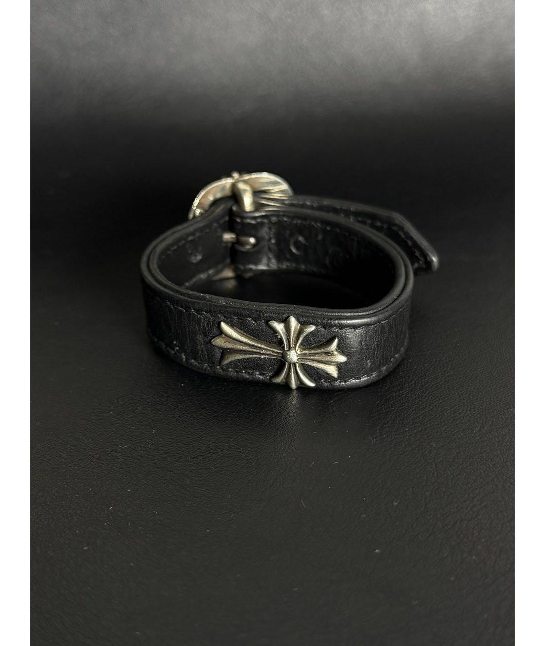 CHROME HEARTS Черный кожаный браслет, фото 3