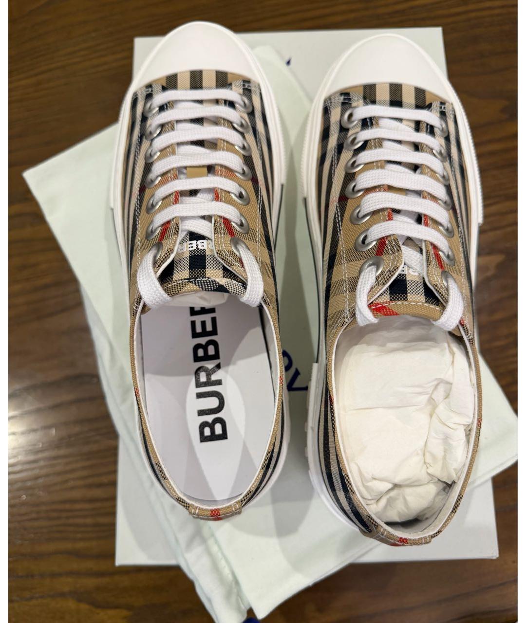 BURBERRY Бежевые кеды, фото 4