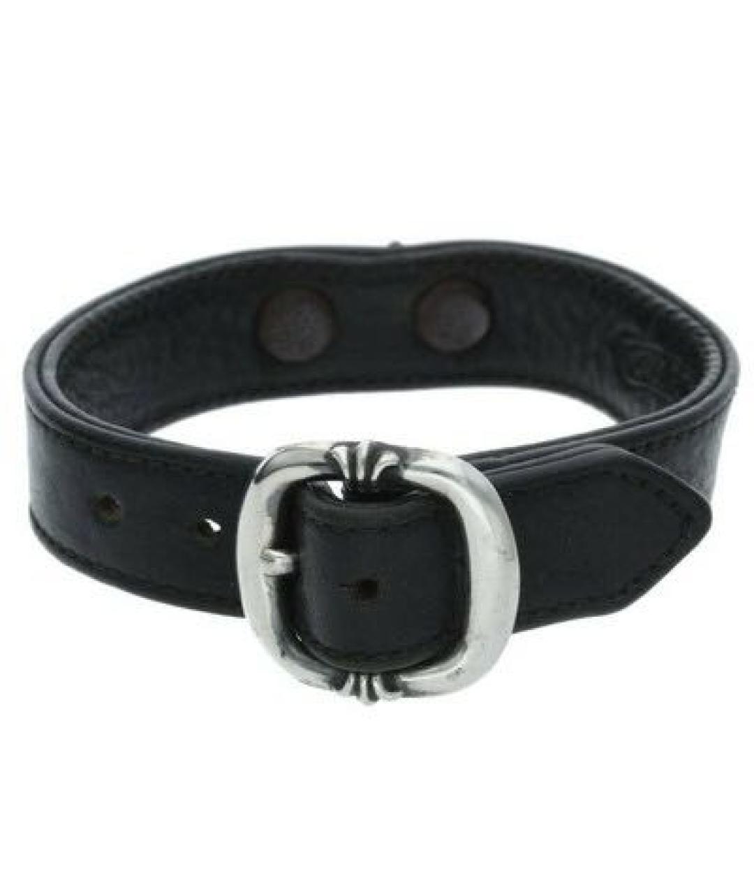 CHROME HEARTS Черный кожаный браслет, фото 1