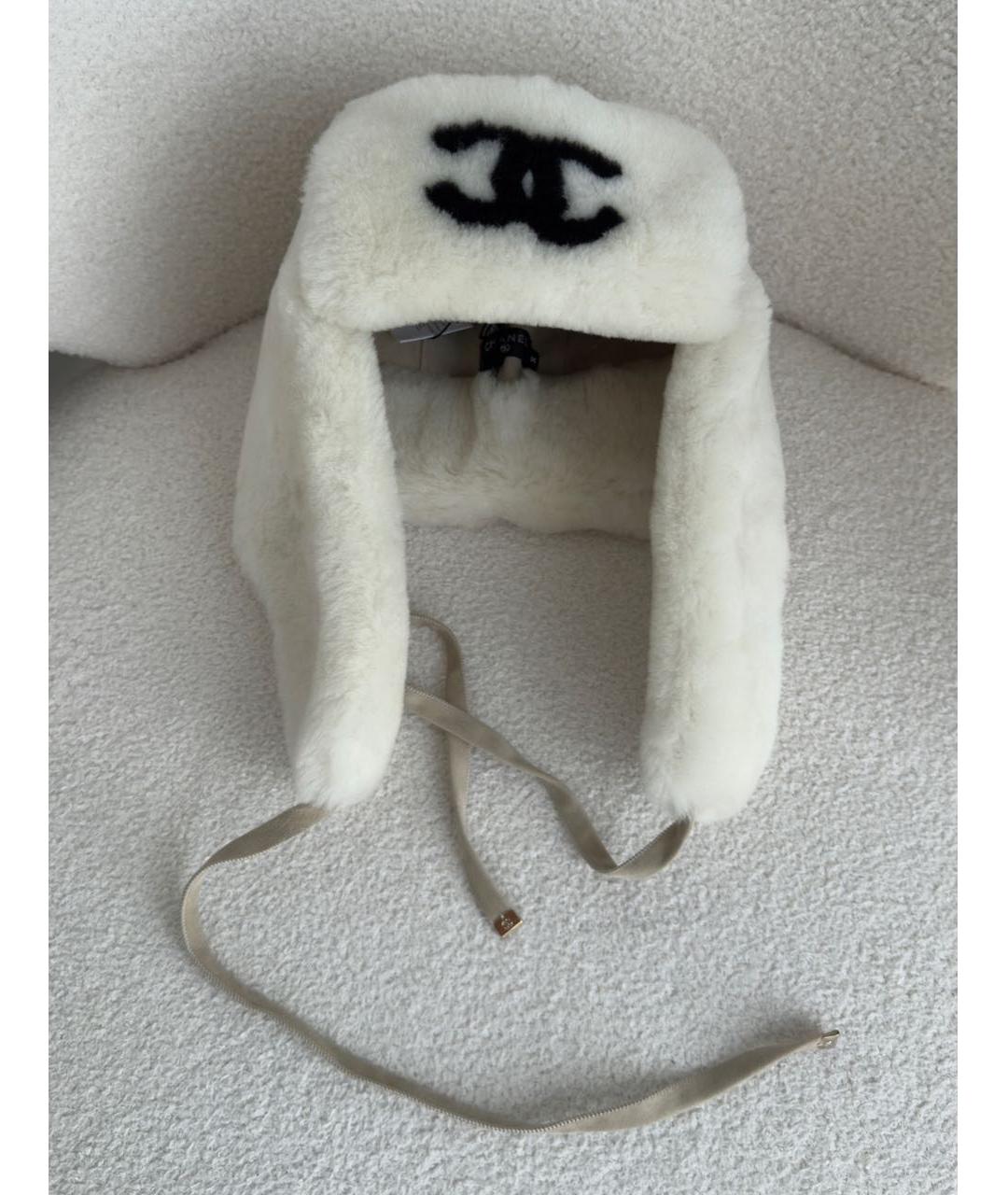 CHANEL Белая шерстяная шапка, фото 4