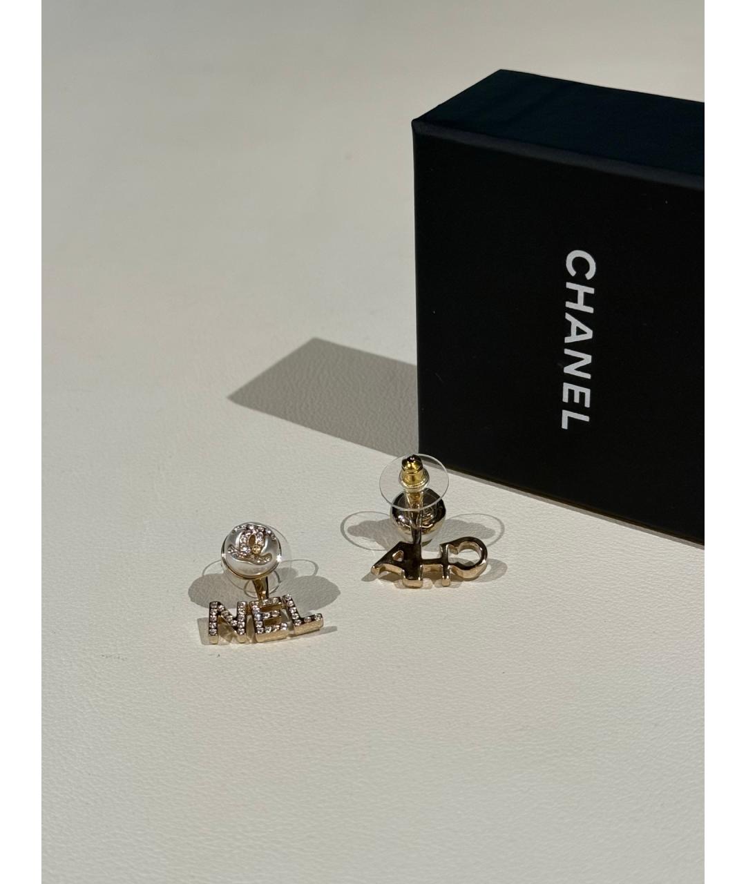 CHANEL Золотые металлические серьги, фото 3