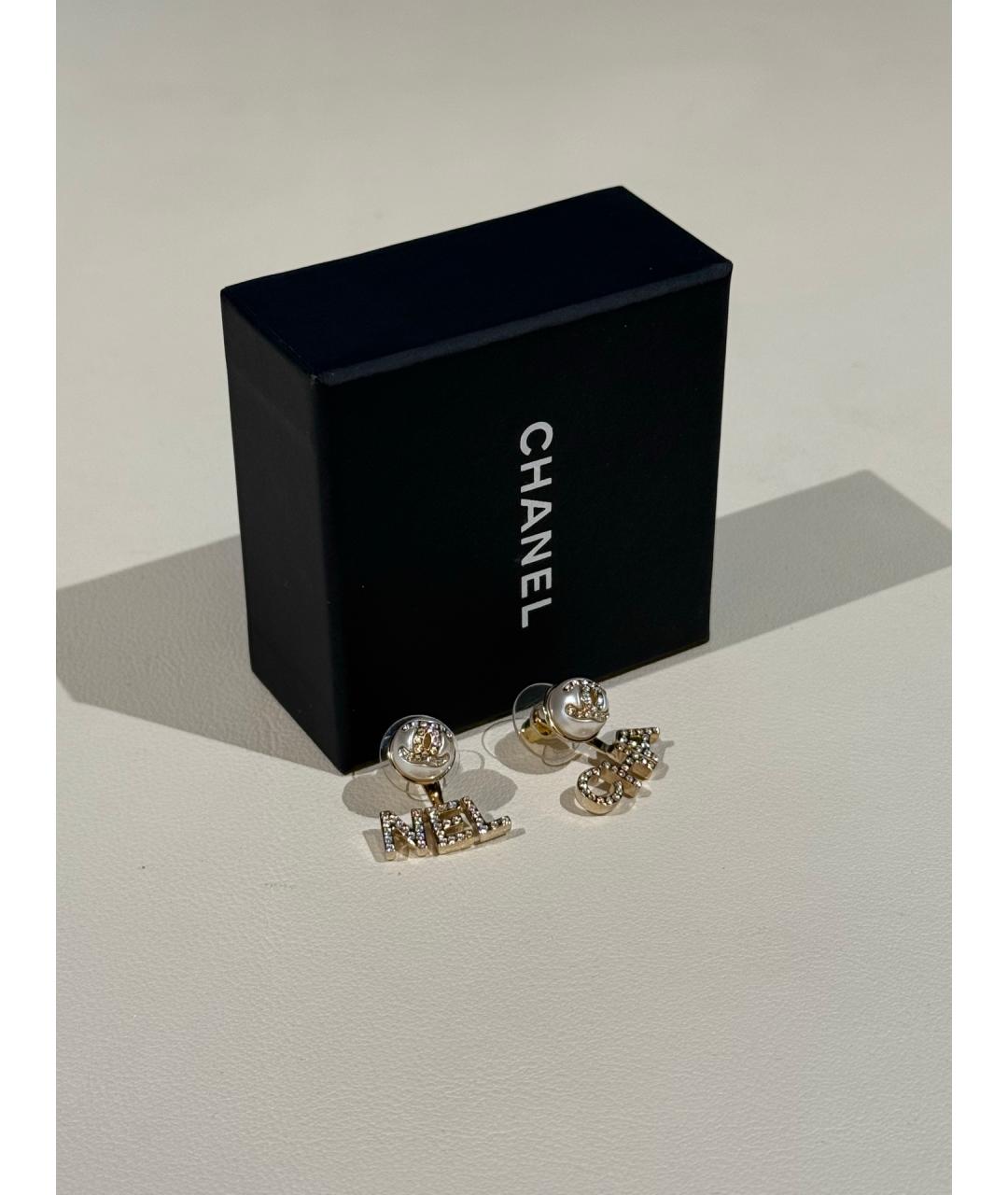 CHANEL Золотые металлические серьги, фото 2