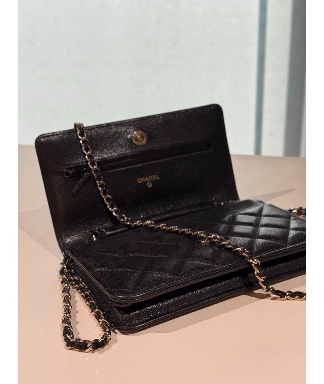 CHANEL Черная кожаная сумка через плечо, фото 8