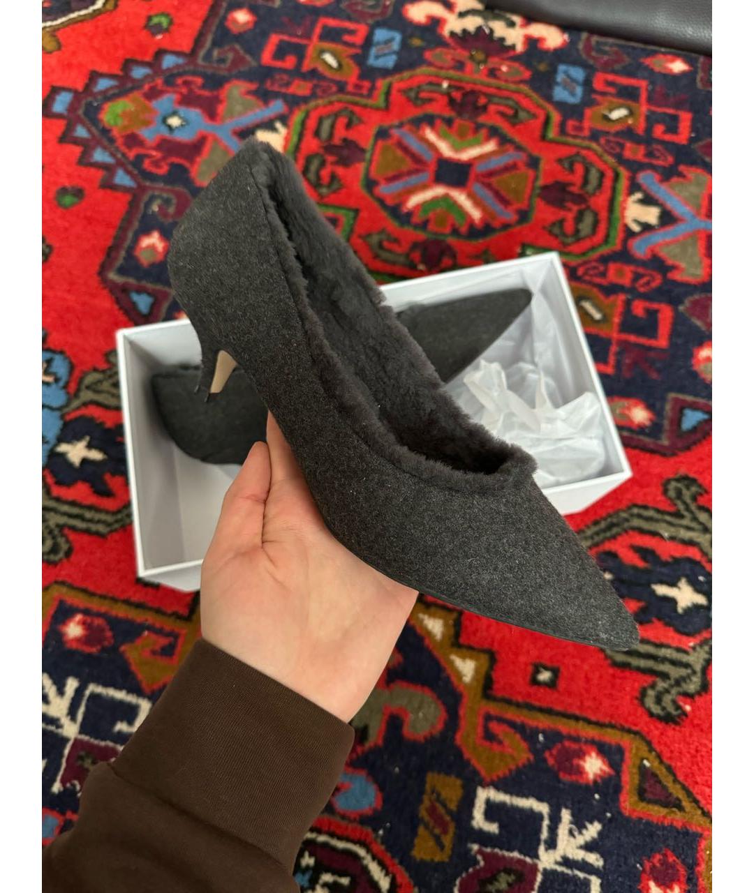 Age Of Innocence Серые текстильные лодочки на низком каблуке, фото 2