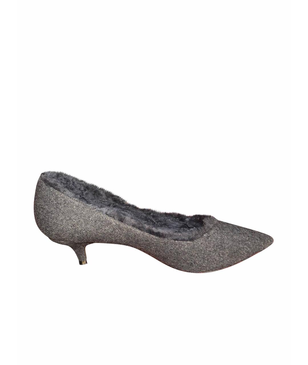 Age Of Innocence Серые текстильные лодочки на низком каблуке, фото 1