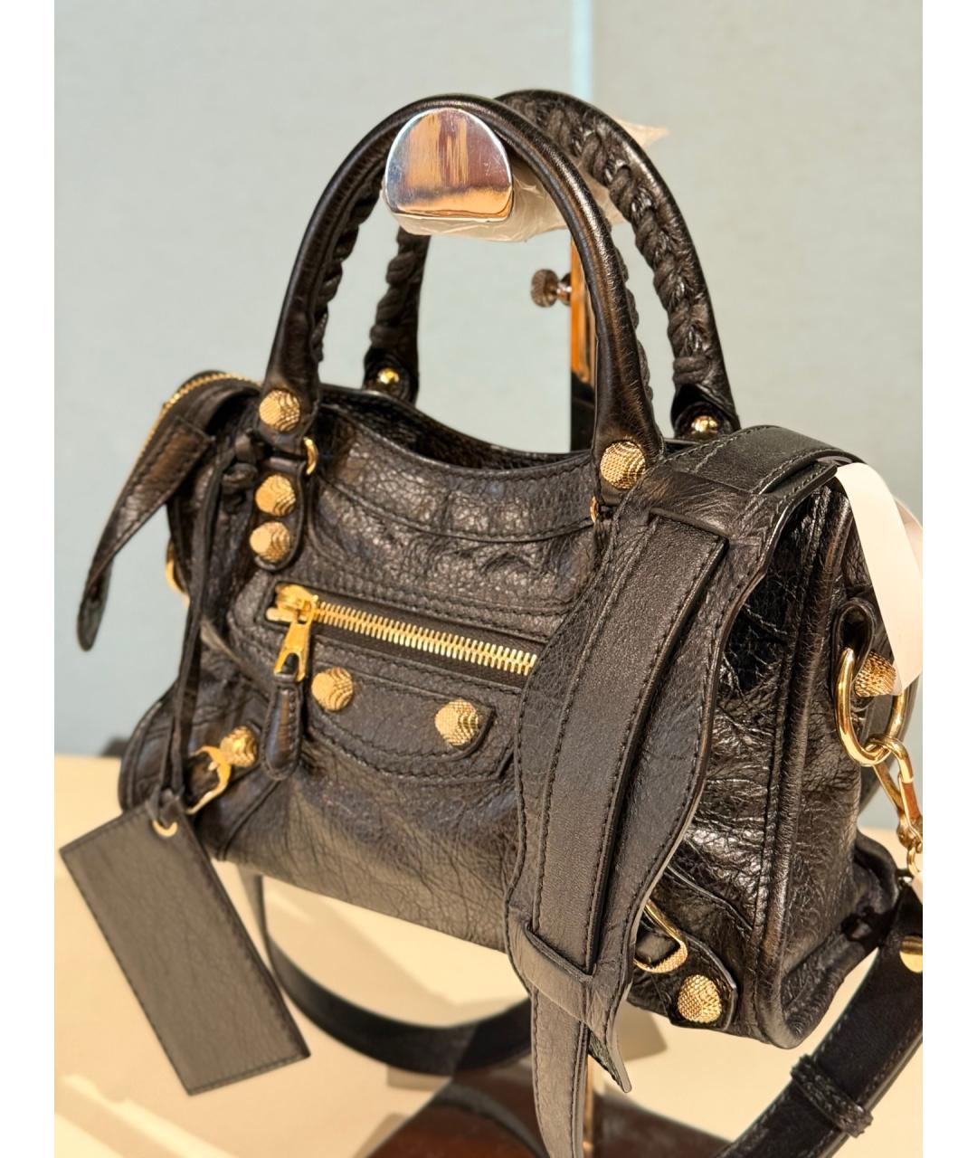 BALENCIAGA Черная кожаная сумка с короткими ручками, фото 7