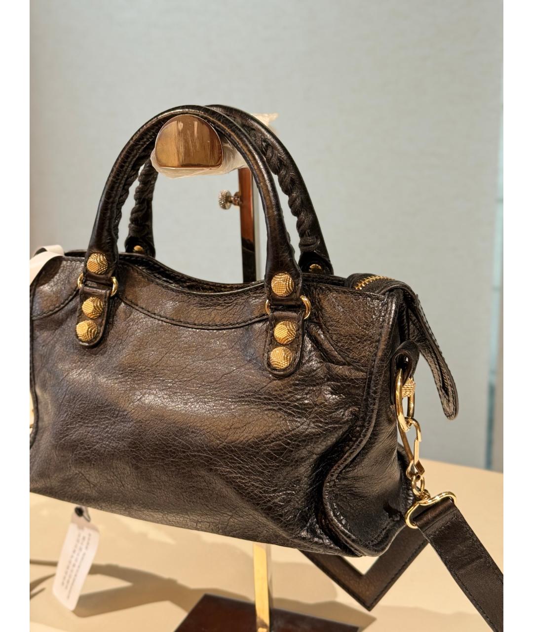 BALENCIAGA Черная кожаная сумка с короткими ручками, фото 5