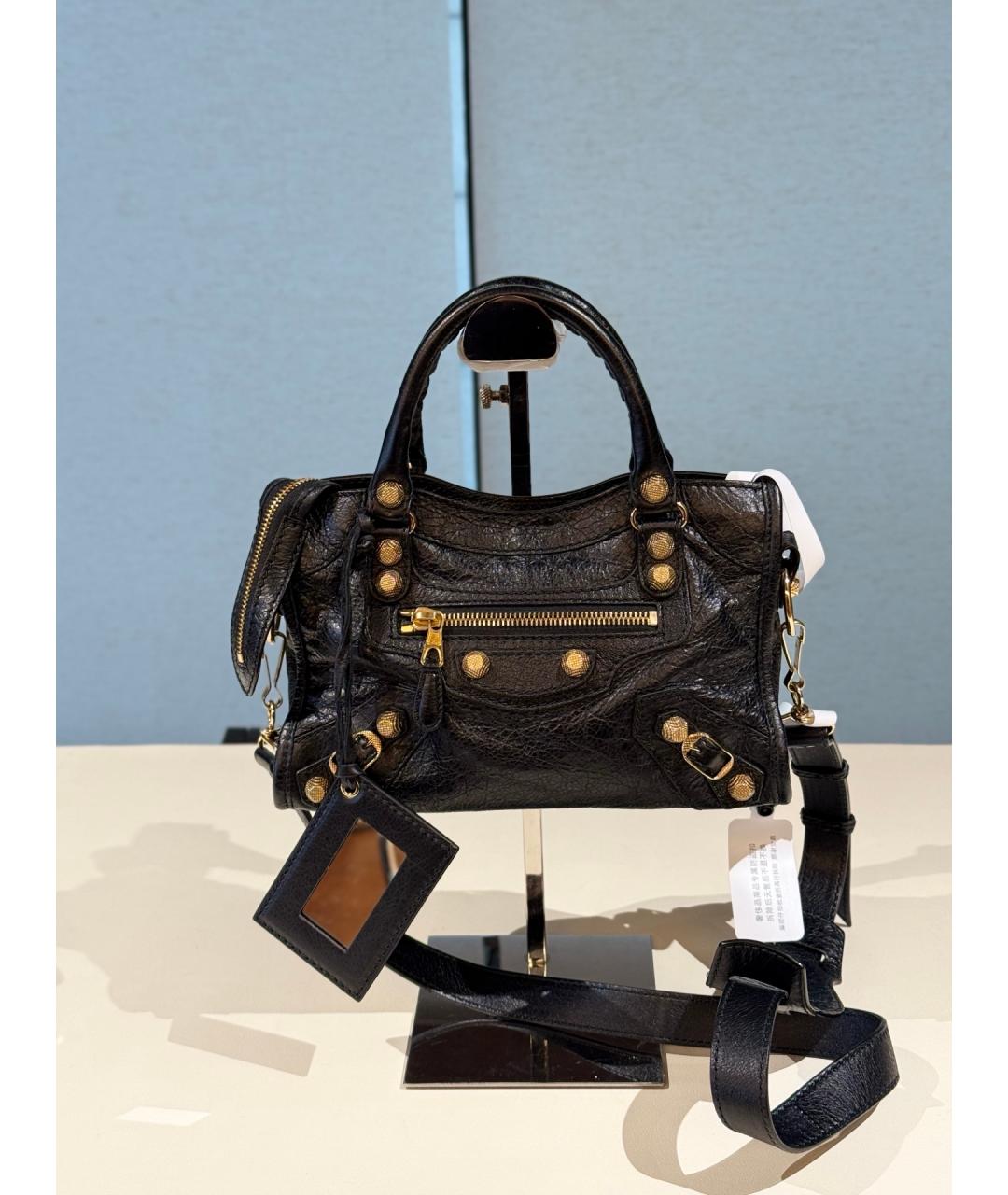 BALENCIAGA Черная кожаная сумка с короткими ручками, фото 8