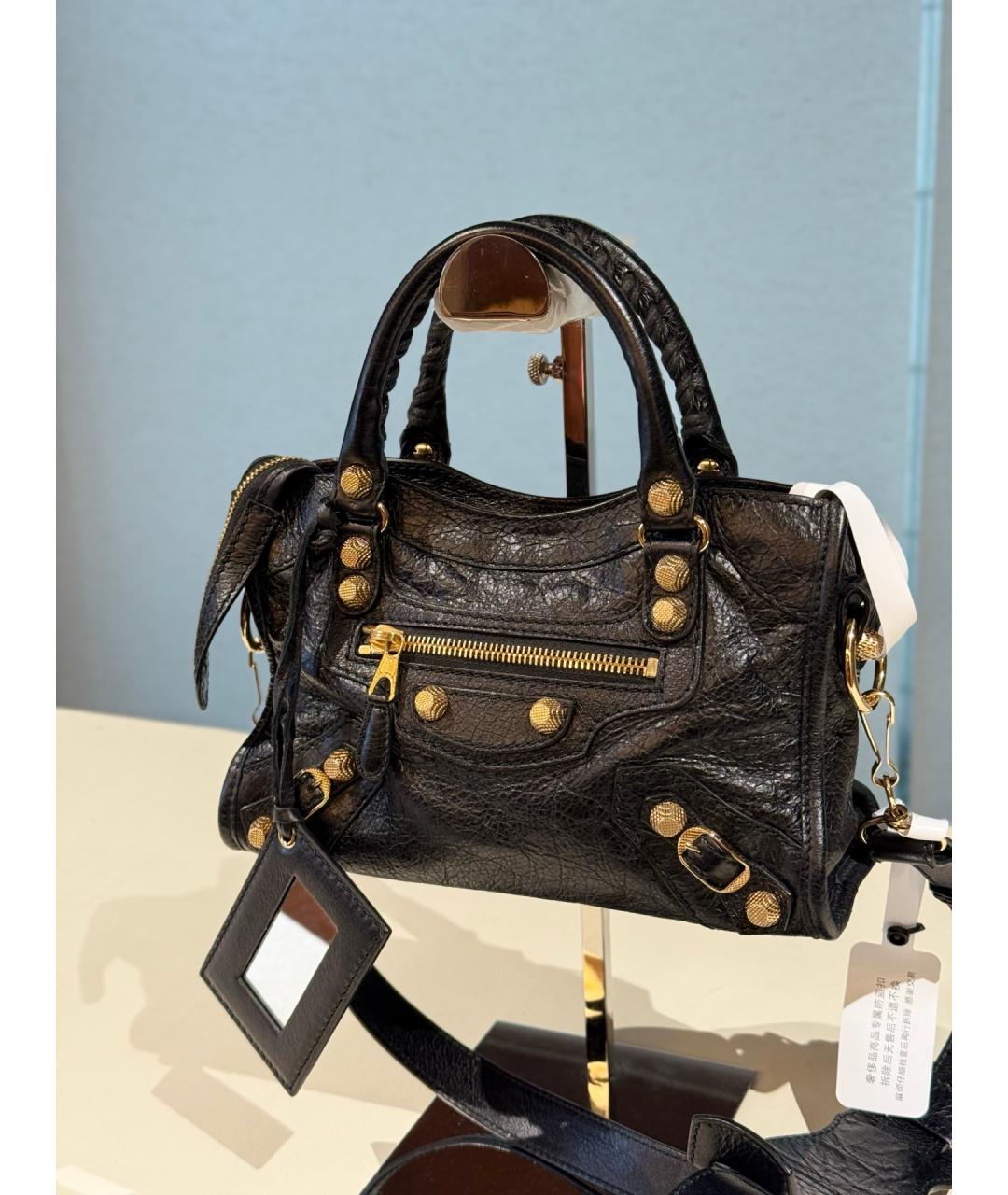 BALENCIAGA Черная кожаная сумка с короткими ручками, фото 2