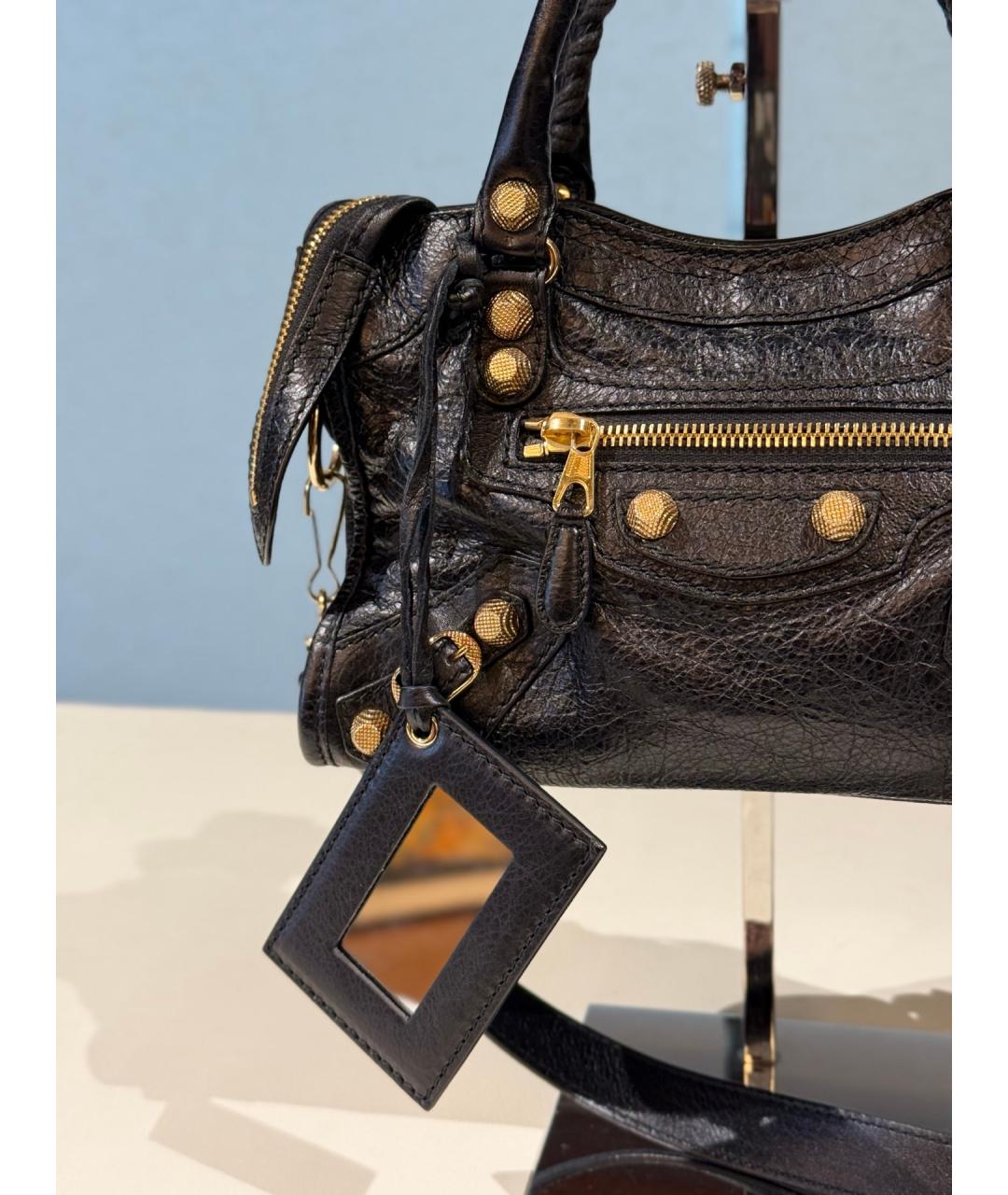 BALENCIAGA Черная кожаная сумка с короткими ручками, фото 3