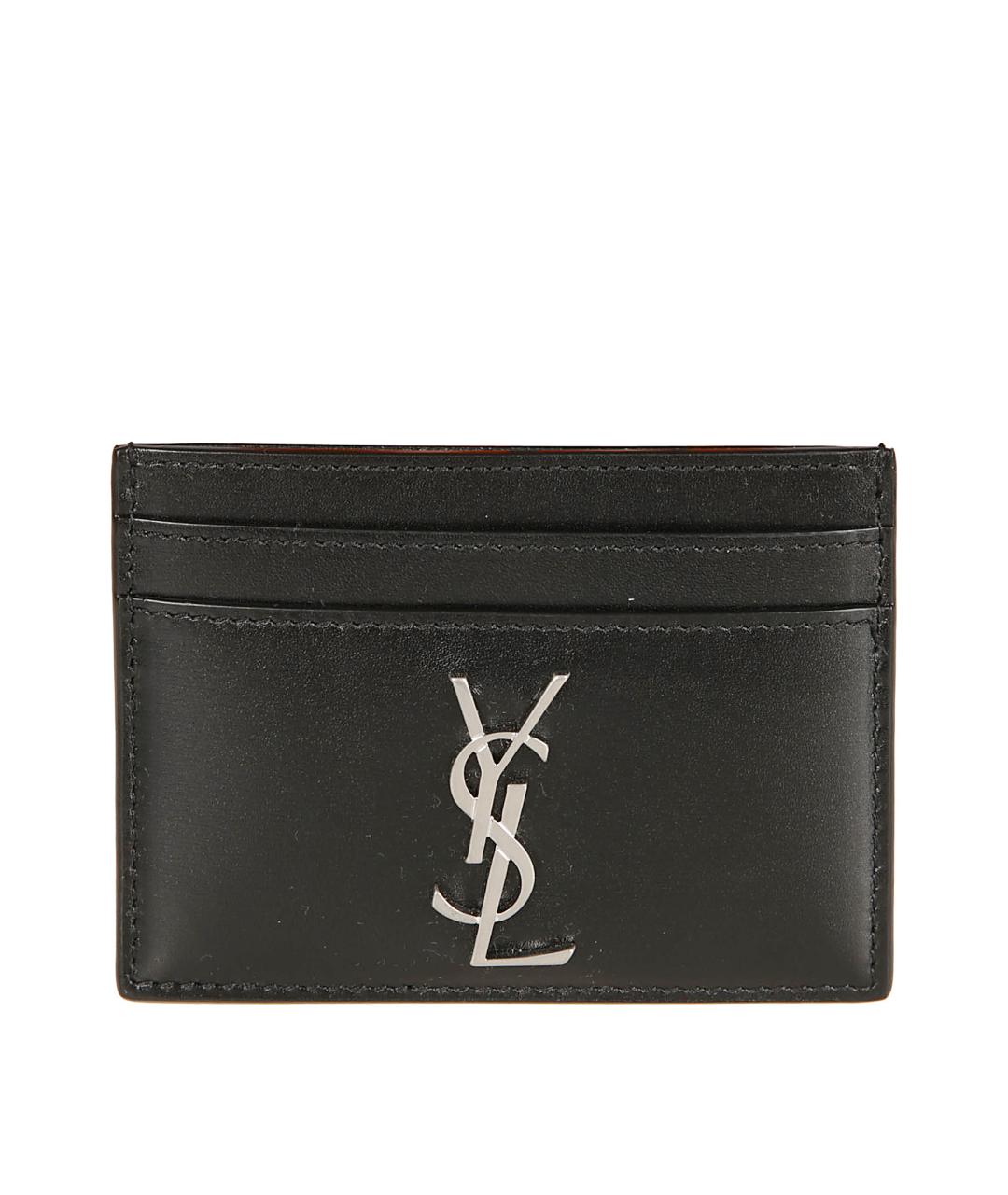SAINT LAURENT Черный кожаный кардхолдер, фото 1