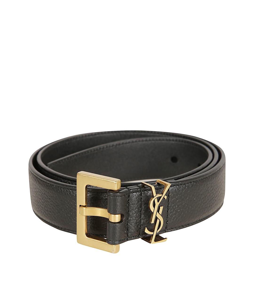 SAINT LAURENT Черный кожаный ремень, фото 2