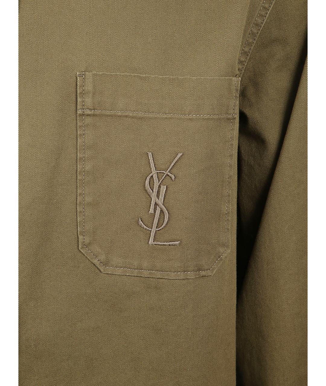 SAINT LAURENT Хаки хлопковая кэжуал рубашка, фото 2