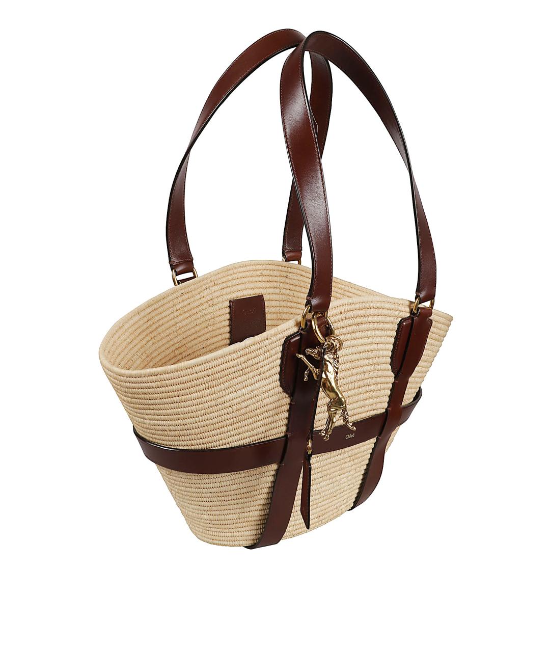 CHLOE Бежевая пелетеная сумка тоут, фото 3