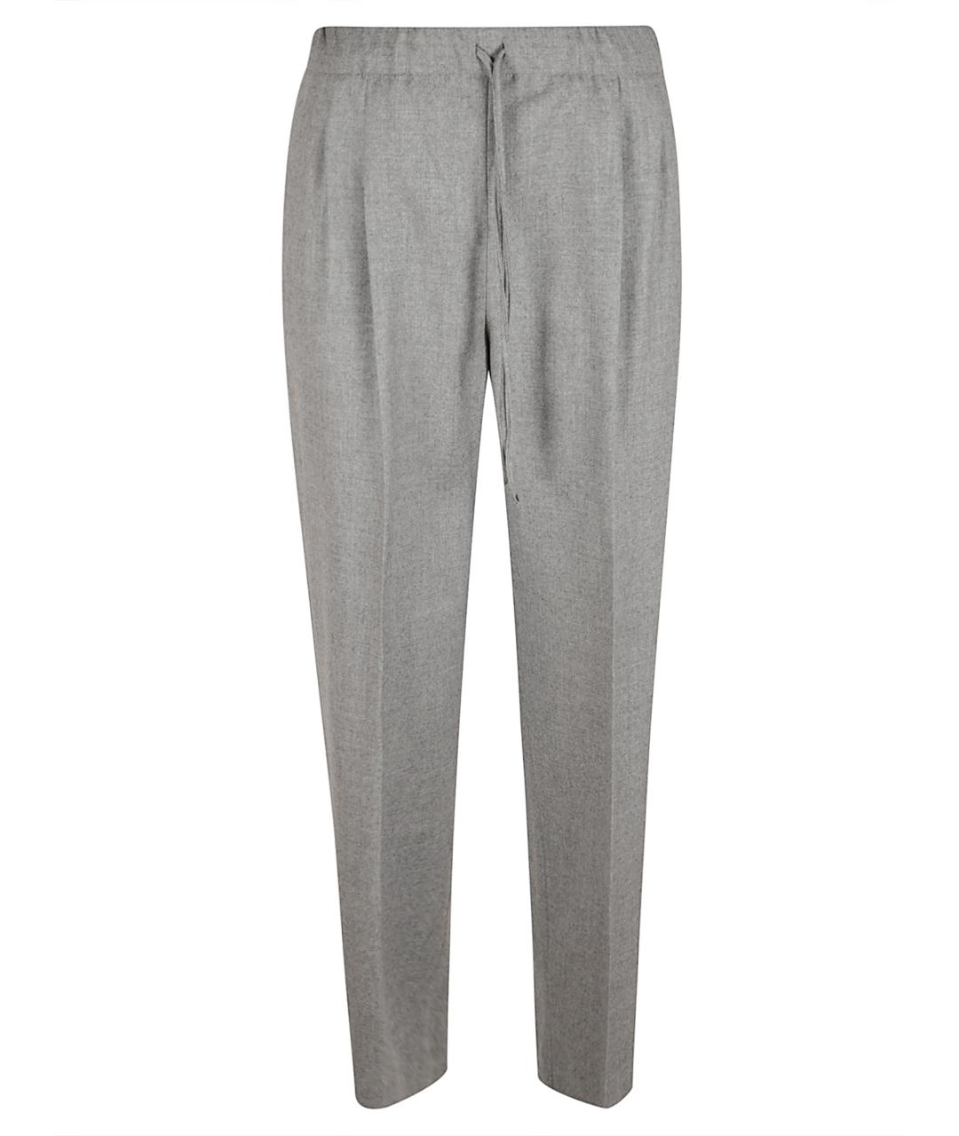 MAX MARA Серые кашемировые прямые брюки, фото 1