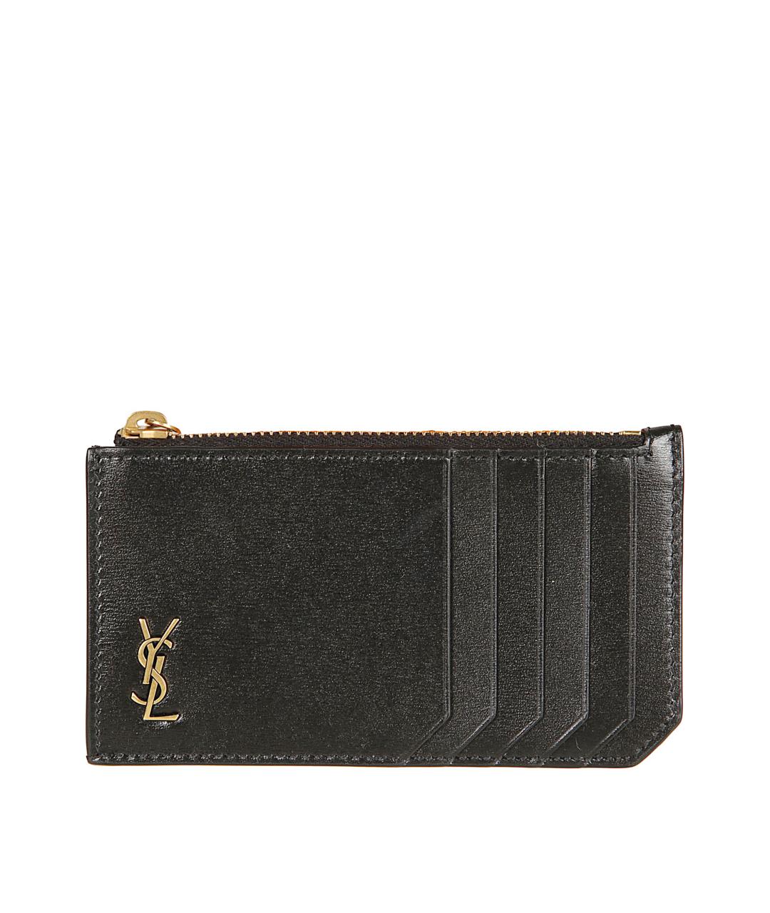 SAINT LAURENT Черный кожаный кошелек, фото 1