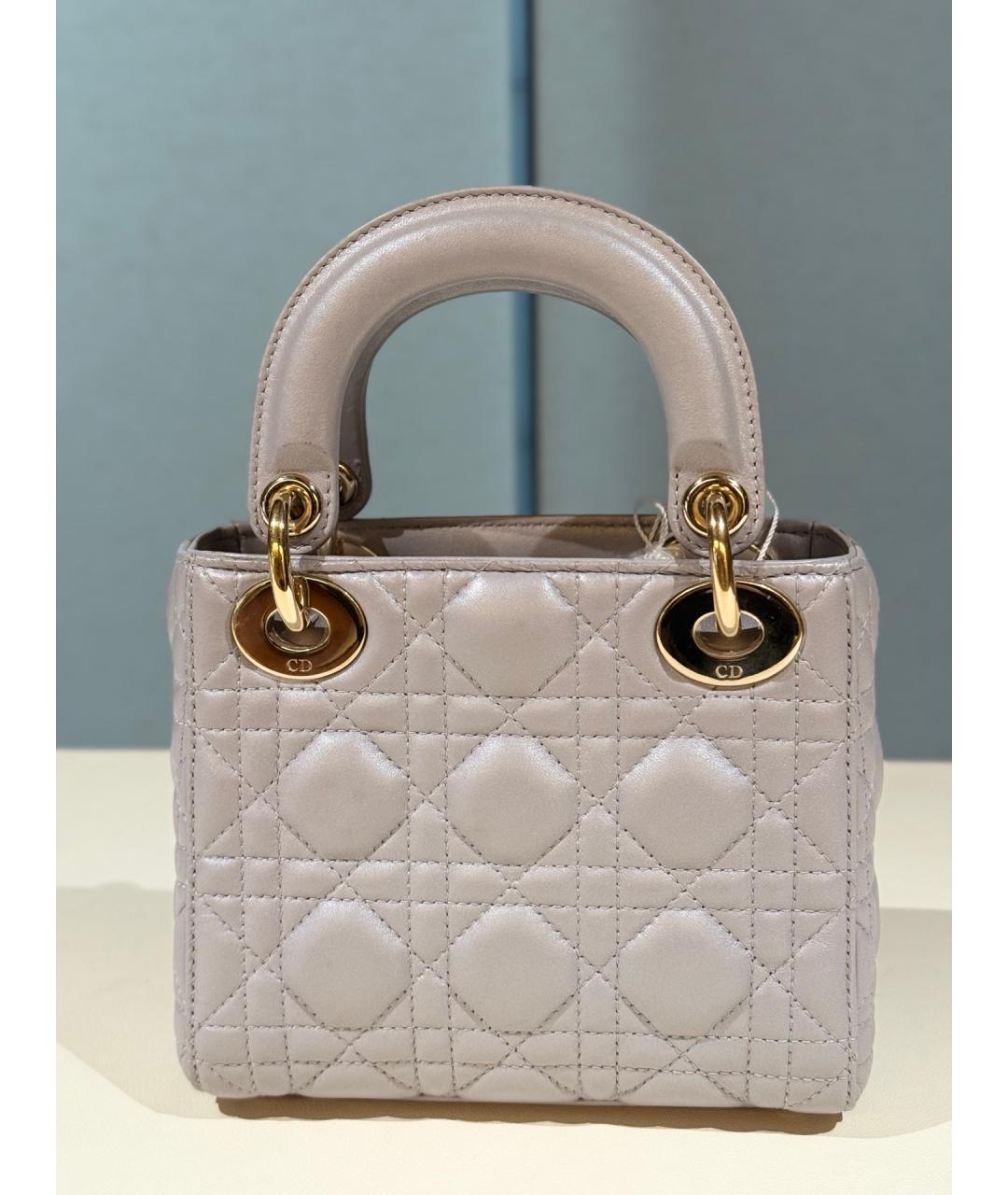 CHRISTIAN DIOR Серая кожаная сумка тоут, фото 6