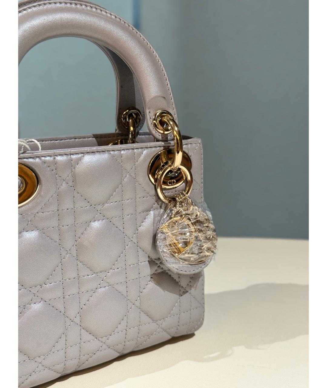 CHRISTIAN DIOR Серая кожаная сумка тоут, фото 5