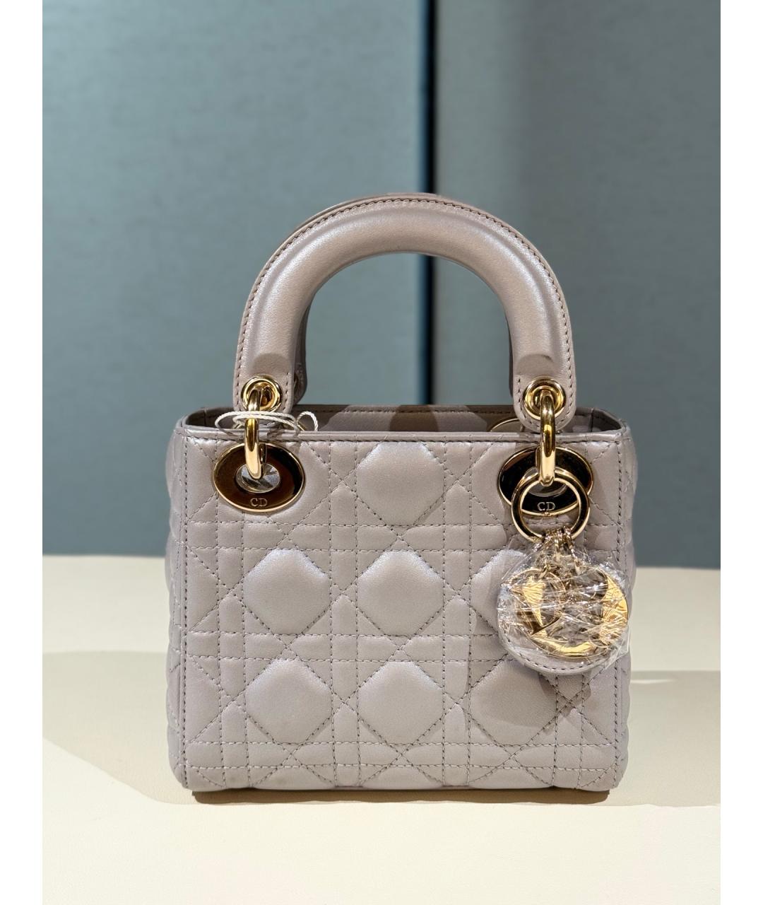 CHRISTIAN DIOR Серая кожаная сумка тоут, фото 9