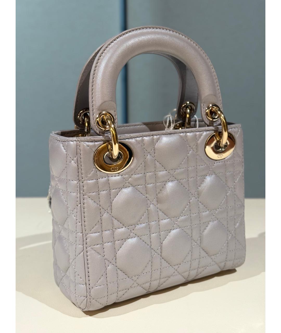 CHRISTIAN DIOR Серая кожаная сумка тоут, фото 8