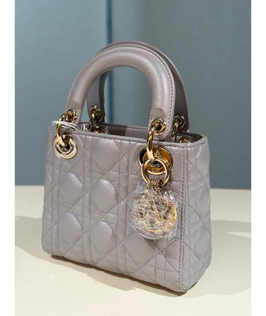 CHRISTIAN DIOR Серая кожаная сумка тоут, фото 3