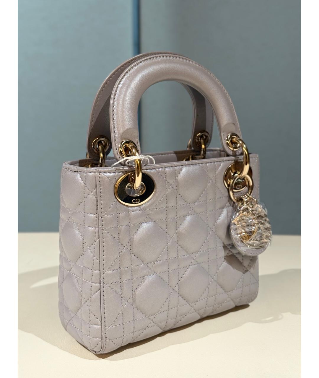 CHRISTIAN DIOR Серая кожаная сумка тоут, фото 4