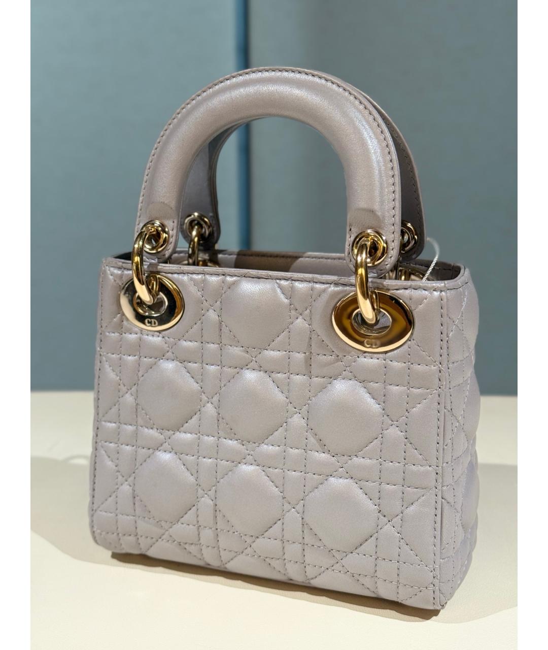 CHRISTIAN DIOR Серая кожаная сумка тоут, фото 7